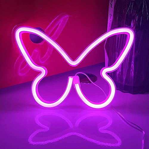 Nordstylee Luci al neon a forma di farfalla da appendere con luci al neon decorative da appendere a USB o a batteria, per la casa, la camera da letto,il bar,il ristorante, la festa di compleanno rosa