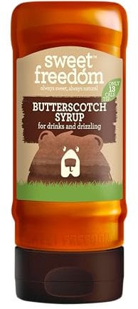 Sweet Freedom Butterscotch Syrup - 350 g | Natural Great Taste With Sweetness Derived from Fruit | Ideal for Coffee, Baking & Dessert | No Preservatives or Allergens | Vegan | Only 13 Cal Per Teaspoon