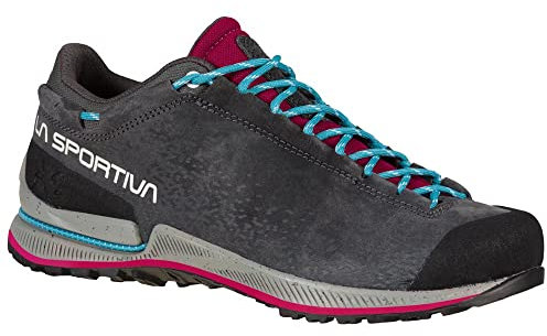 LA SPORTIVA W Tx2 Evo Leather Grau - Technischer funktioneller Damen Bergschuh, Größe EU 39.5 - Farbe Carbon - Red Plum