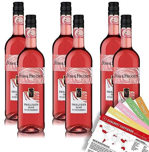 Württemberger Süß & Fruchtig Trollinger Rosé QbA, süß, sortenreines Weinpaket + VINOX Winecards (6x0,75l)