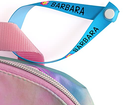 Personalisierbare Bänder zum Aufhängen von Kinderkleidung ohne Nähen, zum Aufhängen von Jacken und Mänteln für Schul- und Kindergartenkinder, Stoffetiketten mit Knöpfen, 6 Stück