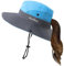 Uhky Sommer-Sonnenhut für Damen und Herren, breite Krempe, UV-Schutz, faltbar, Pferdeschwanz, Fischerhut für Strand, Angeln, Wandern, himmelblau, 1