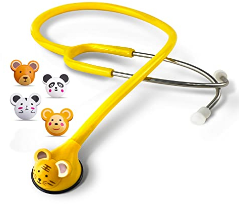 SCIAN HS-30Q Stethoskop für Kinder mit mehreren Farben, Cartoon Tiere Design Stethoskop für Kliniker, Krankenschwester, Heimgebrauch (Yellow)