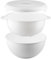 Go Practic Lot de 3 saladiers en plastique avec passoire et couvercle - Passe au lave-vaisselle - 3 l - Blanc