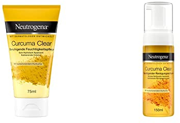 Neutrogena Curcuma Clear Set: Beruhigende Gesichtscreme, ölfrei, für unreine sensible Haut, 75ml + Neutrogena Curcuma Clear Reinigungsschaum, Make-up Entferner, 150ml