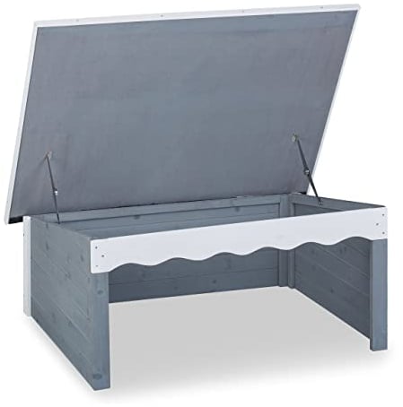 Relaxdays Garage à Robot Tondeuse, Bois, Toit résistant aux intempéries, Jardin, ouvrable, HLP : 46x108x82 cm, Gris