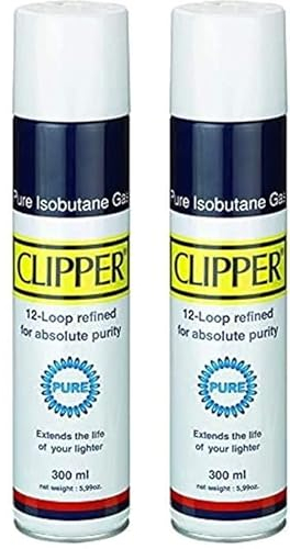 Clipper Gas Gelb White Pure Feuerzeuggas zum Nachfüllen GRATIS Crystal Balls (2X Gas White 300ml)