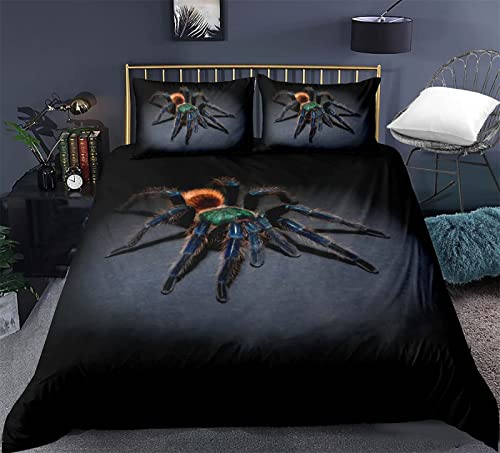 Bettwäsche 135x200 3D Spinne Druck Bettbezug Set 2 Teilig Tiere Microfaser Weich Bettbezüge + 1 Kissenbezug 80x80 cm, mit Reißverschluss