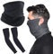 Balloome UV Protection Neck Gaiter Sun Arm Sleeves Set, Cooling Face Neck Mask and Compression Sleeves to Cover Arms UPF 50+ Men Women (grey)