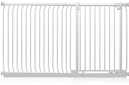 Safetots Barrera Extra Alta Elite de Seguridad para Bebés, 171cm - 180cm, Blanca Mate, Extra Alta de 100cm de Altura, Barrera de Presión para Escaleras, Puerta de Seguridad para Bebés para Puertas