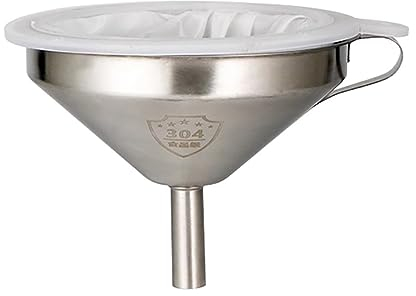 LOGSEE 304 Imbuto in Acciaio Inox 15cm Imbuto da Cucina con 200 Maglia Filtro, Set Imbuto in Metallo per Il trasferimento di liquidi, Olio, caffè, marmellata