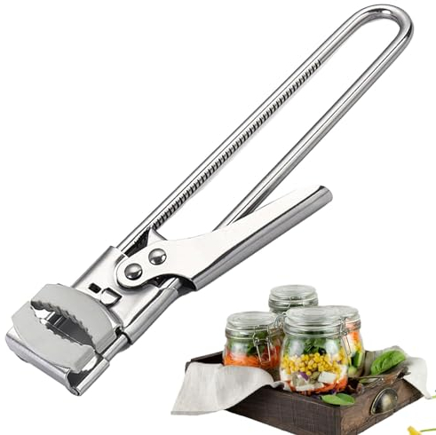 Vueinrg Deckelöffner Einstellbarer Multifunktionaler Dosenöffner aus Edelstahl Flaschenöffner für Senioren Glasöffner Schraubdeckelöffner Rutschfestes Design Manual Jar Bottle Opener