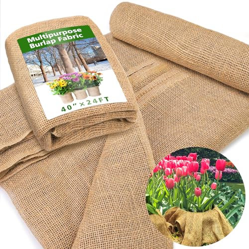 Jute-Stoffrolle, 101,6 cm breit, Mehrzweck-natürlicher Jute-Stoff, hochdichte Gartenarbeit, Jute-Stoffrolle für Mittelstücke, Dekoration für Tischhochzeit, Pflanzenabdeckung, rustikale