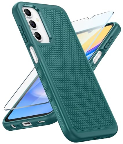 FNTCASE for Samsung Galaxy A15 Phone Case: Dual Layer Shockproof Drop Protection - 360 Military Grade Protective Cover Rugged Matte Heavy Duty Slim TPU Green