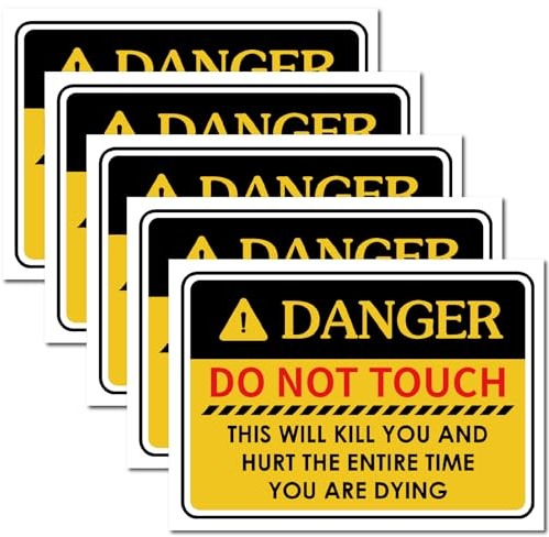 craspire Warnschild-Aufkleber „Danger Do Not Touch This Will Kill You“, 9.8 x 6.9 Vinyl-Sicherheitsaufkleber, Unbegrenzte Etiketten, Selbstklebend, Stromschlaggefahr, Hochspannung, Stromschlag