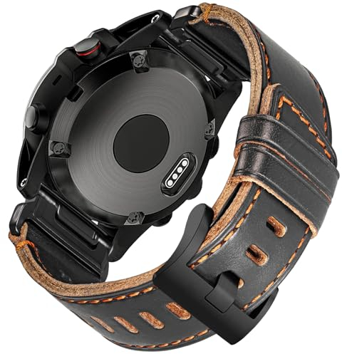 Kompatibel mit Fenix 5X Plus Bändern Fenix 7X Sport Horween Leder Ersatzarmband für Garmin Fenix 5X/Fenix 5X Plus/Fenix 6X/Fenix 6X Pro/Fenix 3/HR/Descent MK1/D2 Delta PX/D2 Charlie