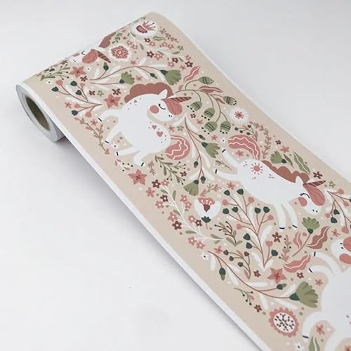 Dostear BordüRe Selbstklebend Kinderzimmer Tapeten Wohnzimmer Wanddeko Badezimmer 3d Fliesenaufkleber Wandleisten braunes Pferd 12cm X 500cm