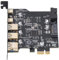 PCIe zu USB 3.2 Gen 1-Karte, 20 Gbit/s 5-Port-Erweiterungskarte, 2 X USB Typ C, 3 X USB Typ A 19-polige Schnittstelle, 5-Port-PCI-Express-Erweiterungskarte für, OS X