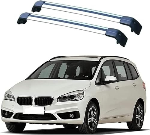 Dachträger-Querträger für BMW 2er Active Tourer Gran Tourer 2015-2021 Kombi, Relingquerträger aus Aluminium, abschließbarer Relingträger, Autodachzubehör, Gepäcktransportträger (B/Schwarzsilber)