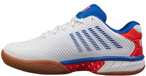 K-Swiss Herren Hypercourt Express 2 Indoor Tennis Pickleball Racquetball Schuh, Weiß/Rot, 49 EU