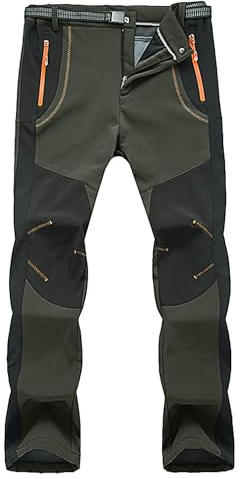 LVCBL Herren Winter wasserdichte Outdoorhose Wanderhose Winddichte Thermohose Armee grün L