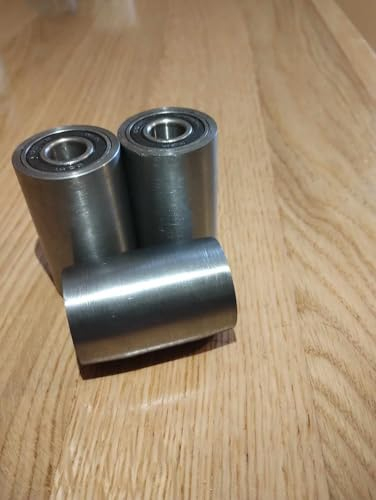 Rulli per levigatrice a nastro, set di 3 pezzi, cinghia da 100 mm, acciaio S235, lucidato, regolabile, cuscinetti antipolvere, montaggio su mandrini o viti M12