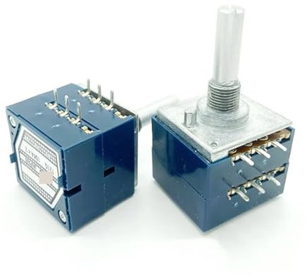 HUJWLBWF 1Pcs 10K 20K 50K 100K 250K 500K RK27 Potentiometer Dual 10~500KAX2 Slotted Rotary Switch 6pin(20K)