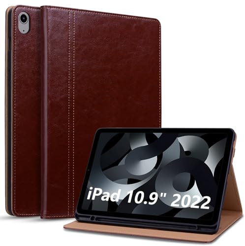 ONETHEFUL Coque pour iPad A16 11ème 2025 11 Pouces/iPad 10ème Génération 10,9 Pouces 2022,iPad 11/10 Étui Tablette Housse de Protection avec Porte-Stylet Veille/Réveil Auto, Marron