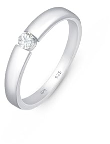 Amberta Alliance pour Femme en Argent Sterling 925 avec Zircone | Bague Solitaire pour Femme | Bague en Argent avec Zirconium | Bagues de Fiançailles pour Femme: Bague de Mariage Argent Taille 56.3