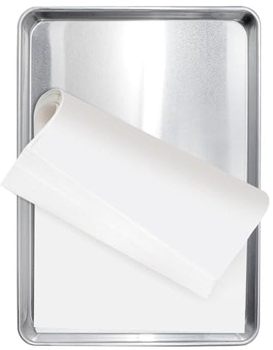 Hikaproligt Bandeja para horno, 45 x 33 cm, extragrande, bandeja para horno, antiadherente, apta para horno, con papel de horno, ideal para hornear, asar y servir, aluminio