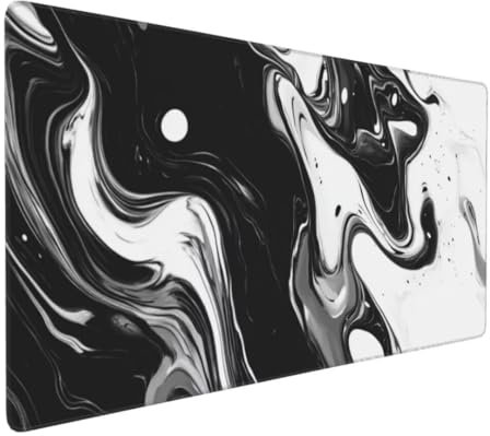 Alfombrilla Ratón XXL, 1200x600x3mm Impermeable Alfombrilla Ratón Negro Mármol Alfombrilla Raton, Mouse Pad XXL Base Antideslizante Mejora Precisión Velocidad, Ideal Oficina Accesorio Gaming