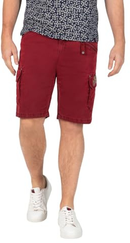 Timezone Herren Cargo Bermuda Shorts Regular RYKERTZ Short Mid Waist Regular Fit, Größe:W 34, Farbe:1202-5192 Washed Red