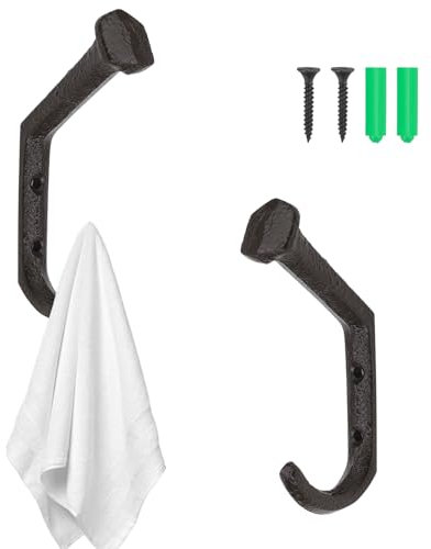 LINTRA Robusto Ganci Appendiabiti Vintage, 2 Pezzi Ganci Appendiabiti da Parete, Attaccapanni da Muro da Parete Forma Retrò Unica, Adatta per Uso Interno ed Esterno
