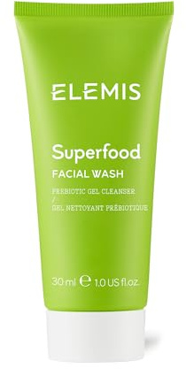 ELEMIS Superfood Facial Wash, 30ml – Revitalizing Daily Prebiotic Gel Wash, Gently Cleanse, Nourish & Balance Skin for Glowing Complexion, Hydrating Facial Cleanser to Remove Grime