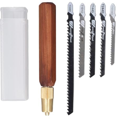 Kit de Sierra Manual, Kit Compacto de Sierra Manual para Carpintería con de Palisandro Hexagonal y 5 Hojas de Sierra de Calar, para Proyectos de Carpintería