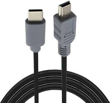 DUSTEWQ Ersatz Kurzes USB C zu Mini USB Kabel 0,25M geflochtenes USB-C zu Mini B 5 Pins Kompatibel mit OTG Ladesynchronisation Datenkabel für PC Hero 3+, PS3 Controller, MP3/4, Schwarz