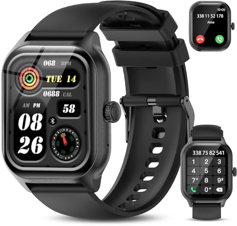 zaisia Smartwatch mit Telefonfunktion, 1,91 Zoll Touchscreen Smart Watch für Herren Damen mit Schrittzähler Herzfrequenz SpO2, IP68 Fitnessuhr mit Mehreren Sportmodi für Android iOS