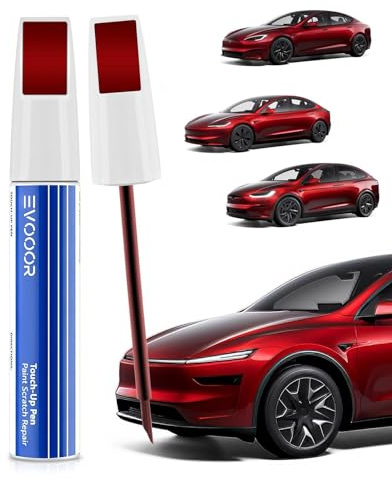 EVOOOR (PPMR) Stylo Réparateur de Peinture 2-en-1 Rouge Multi-Couches pour Tesla - Réparation de Rayures, Solution Rapide & Simple