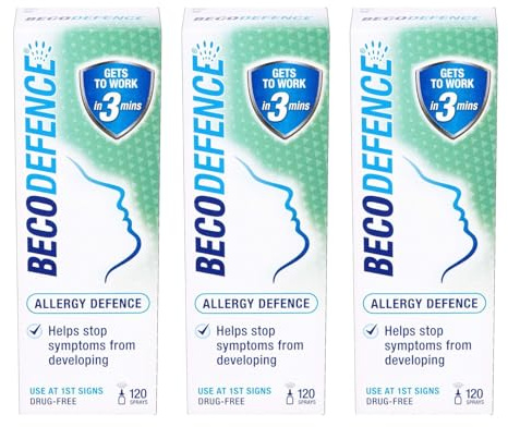 Allergy Defence Nasal Spray, Fast Acting, Long-Lasting Effect, Unblocks Sinuses, Dries Runny Noses, Defuses Pollen, Easy to Use, Steroid and Antihistamine Free, Pack of 3
