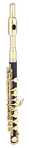 POENVFPO Professionelle Piccolo-Flöte in C-Dur, Plattierte Kupfernickel-Flöte Halber Größe mit Verstellbarer Tragetasche, Reinigungsset, Korkfett für Musiker, Anfänger (GOLD)