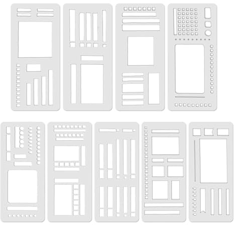 9 Stück Bullet Journal Schablonen, Handgemachte Flexible Record Schablone Bullet Journal Zubehör, Formschablone Set mit Quadraten, Linien für Planer Zeilen und tägliche Planung Für Notizbuch Scrapbook