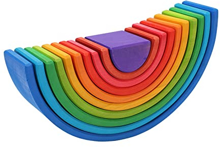 MENDUNER Stacker Building Toy Safe Matte Surface Blocks Halbkreis-Nesting-Puzzle für in der Früherziehung, Kiefernfarbe, 10 Stück