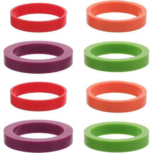 Amosfun Anneaux D'épaisseur pour Rolling Pin 8 Pièces en Silicone, 2 à 10mm | Pâte et Pâtisserie Maison, Réutilisables et Faciles à Nettoyer, pour Débutants et Préparation