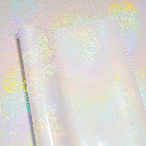 LaCheery Glitter holografisk folie stjärnor vinylfolie holografisk självhäftande 40 cm x 700 cm glitterfolie självhäftande transparent vattentät hologram självhäftande film färgglada hantverk för