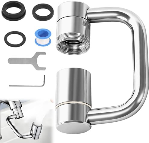 360° Wasserhahn Schwenkbarer Multifunktionaler Verlängerungshahn – Flexibler Wasserhahn Aufsatz Verlängerung mit 2 Strahlarten & Anti-Spritz, für Küche, Bad & Waschbecken (Silber)