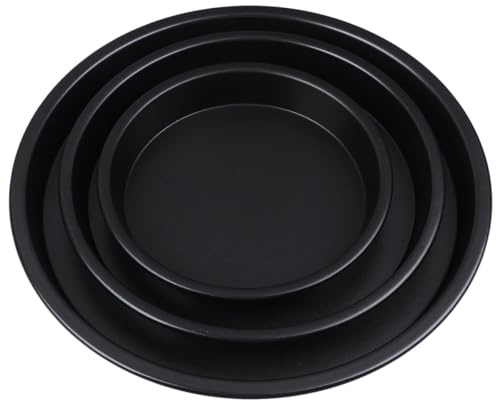SUPVOX Set 3 Teglie Antiaderenti per Forno a Microonde 6”-8”-10” Nero, Teglia per Pizza e Torta, Piatto Crisp per Cottura Casa e Professionale