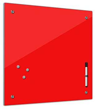Bilderdepot24 Memoboard 40 x 40 cm | Farben | Rot | abwaschbare einfarbige Glas-Magnettafel mit Halterung Magneten Stift 1300a