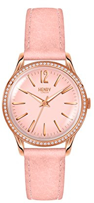Henry London Damen Datum klassisch Quarz Uhr mit Leder Armband HL34-SS-0202