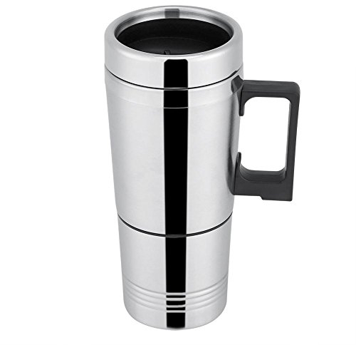 Tasse Chauffante Voiture, 300 ML Auto Chauffage Tasse 12 V/24 V en Acier Inoxydable Voiture Tasse Chauffage Théière Véhicule Auto Bouilloire Chauffe-Eau pour Café Thé Lait
