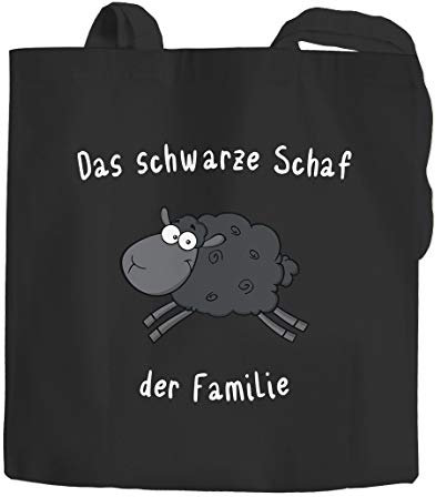 Jutebeutel Das Schwarze Schaf der Familie Stoffbeutel Moonworks® Happy schwarz 2 lange Henkel